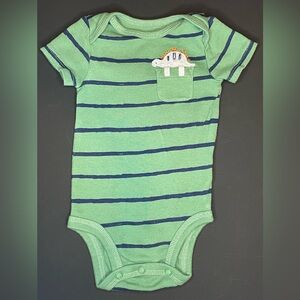 Carter's Green and Blue Striped Bodysuit with Dinosaur